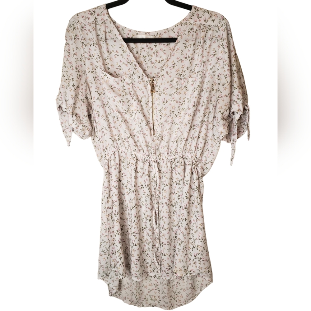 Stella Tweed Floral Short Sleeve Zip Up High-Low Hem Shirt Dress Size 1X